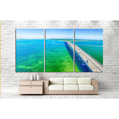 Aerial view on a sunny day in Miami №1314 Ready to Hang Canvas Print - Zellart Canvas Prints ALL_Products, s-1314