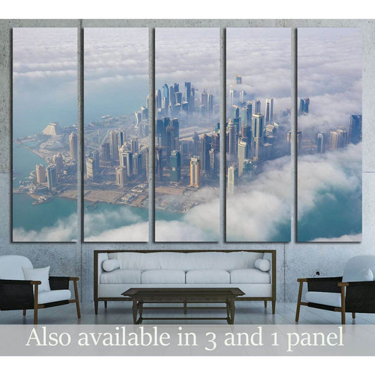 Aerial view on Doha - capital city of Qatar №2730 Ready to Hang Canvas Print - Zellart Canvas Prints ALL_Products, s-2730