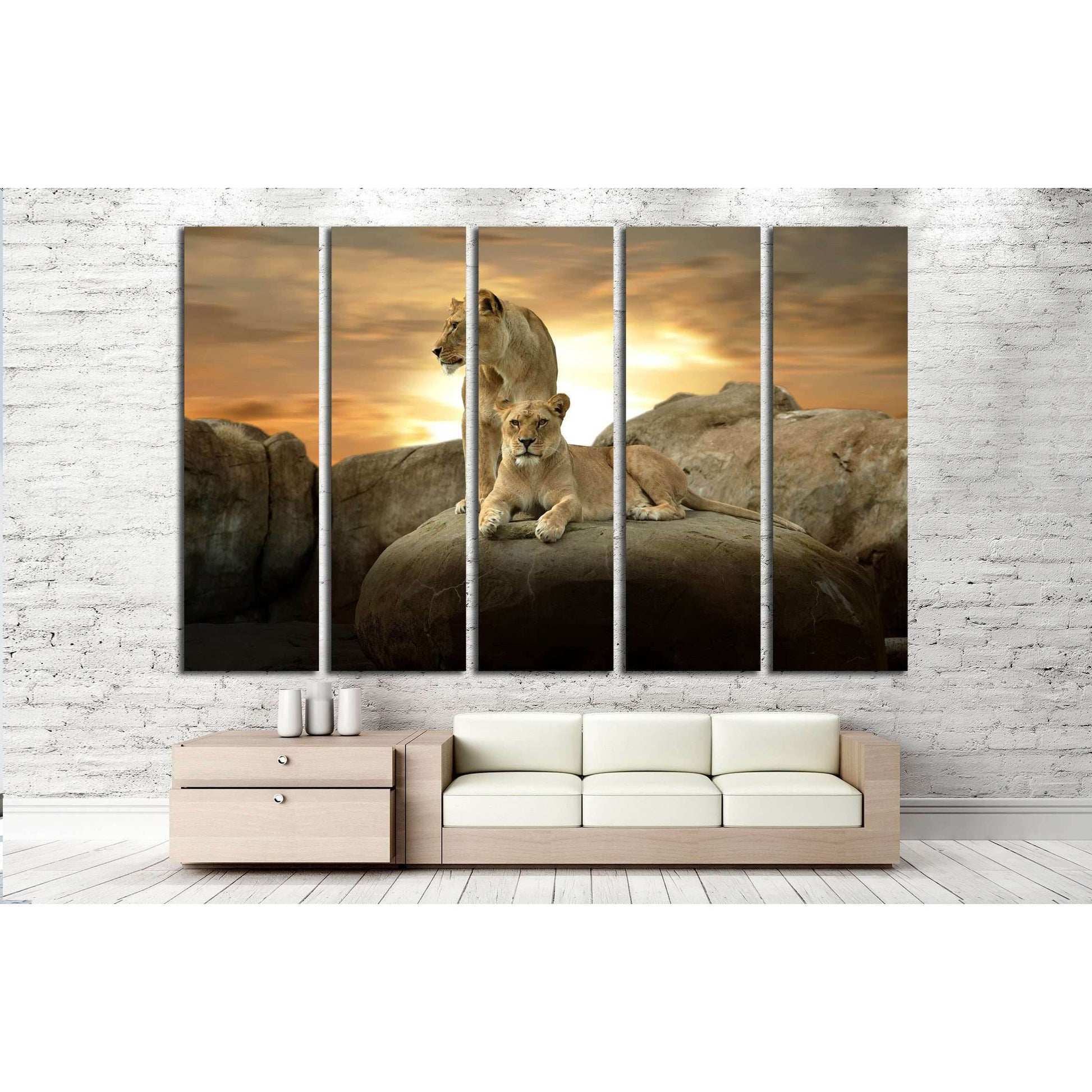 African Lion №2351 Ready to Hang Canvas Print - Zellart Canvas Prints ALL_Products, Lion, s-2351