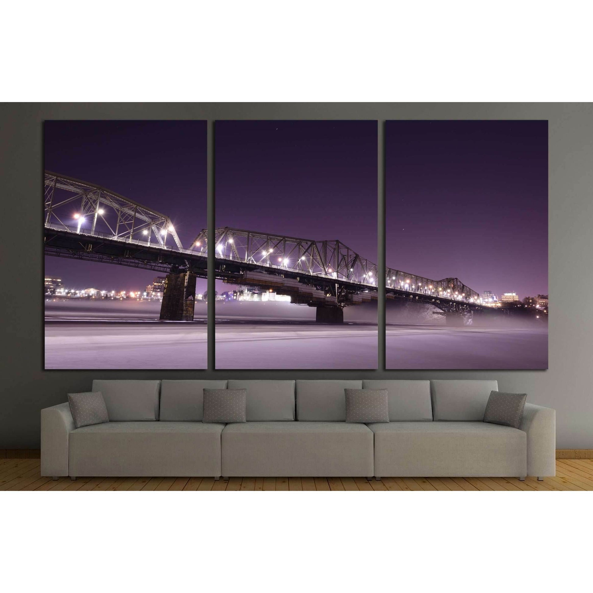 Alexandra bridge connecting Quebec and Ontario, Gatineau and Ottawa №2021 Ready to Hang Canvas Print - Zellart Canvas Prints ALL_Products, s-2021