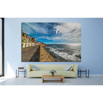 Alghero seafront under clouds, Sardinia №1300 Ready to Hang Canvas Print - Zellart Canvas Prints ALL_Products, s-1300