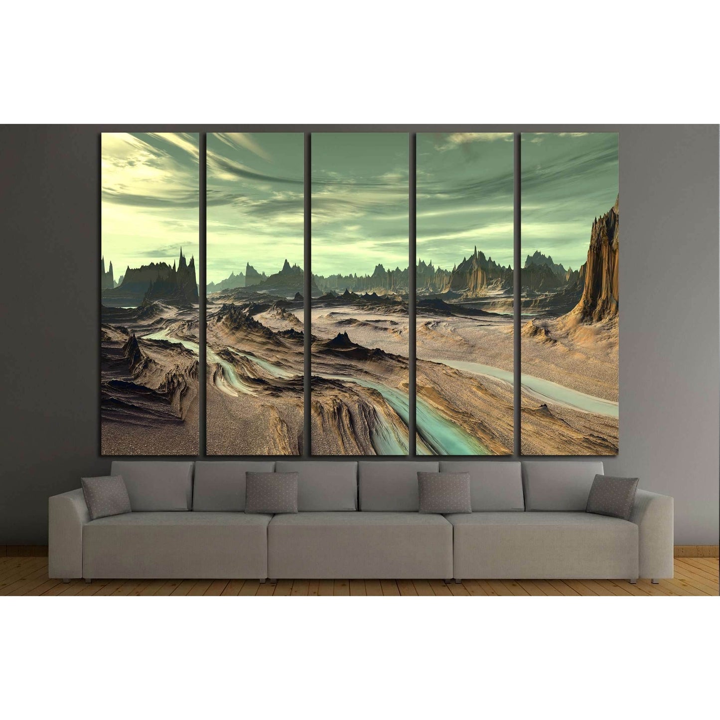 Alien Planet - 3D Rendered Computer Artwork. Rocks and lake №2932 Ready to Hang Canvas Print - Zellart Canvas Prints ALL_Products, s-2932