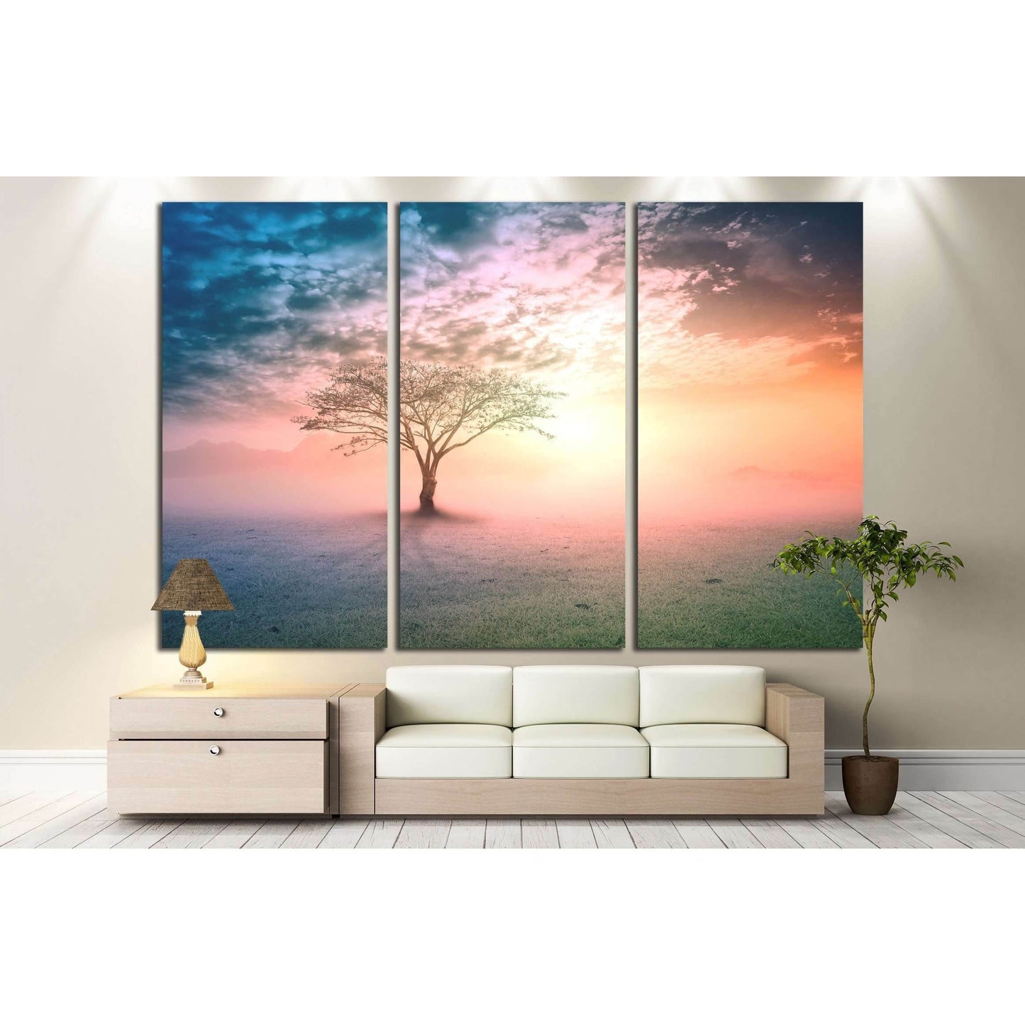 Alone tree on beautiful meadow №3161 Ready to Hang Canvas PrintCanvas art arrives ready to hang, with hanging accessories included and no additional framing required. Every canvas print is hand-crafted, made on-demand at our workshop and expertly stretche