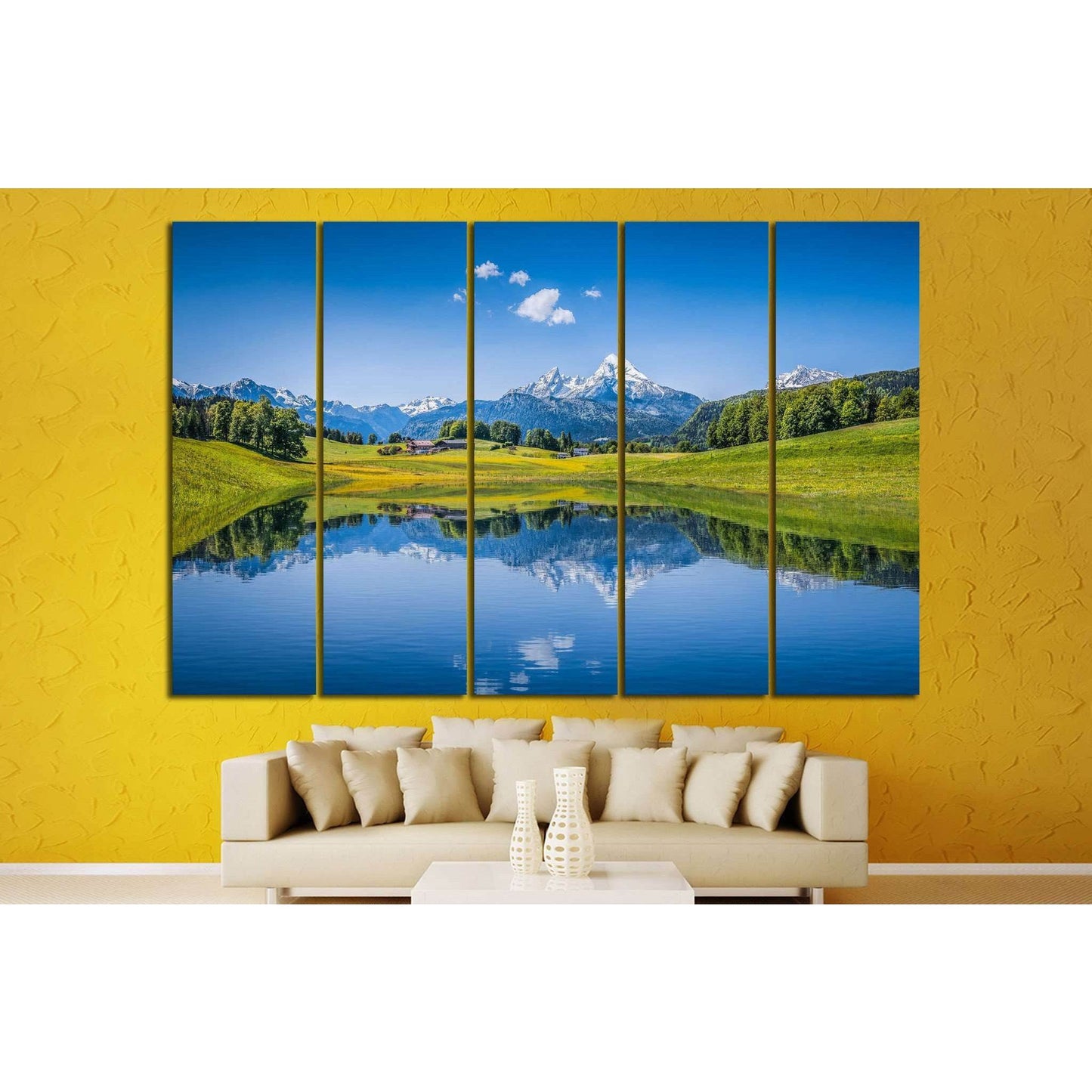 Alps with clear mountain lake №24 Ready to Hang Canvas Print - Zellart Canvas Prints ALL_Products, s-24