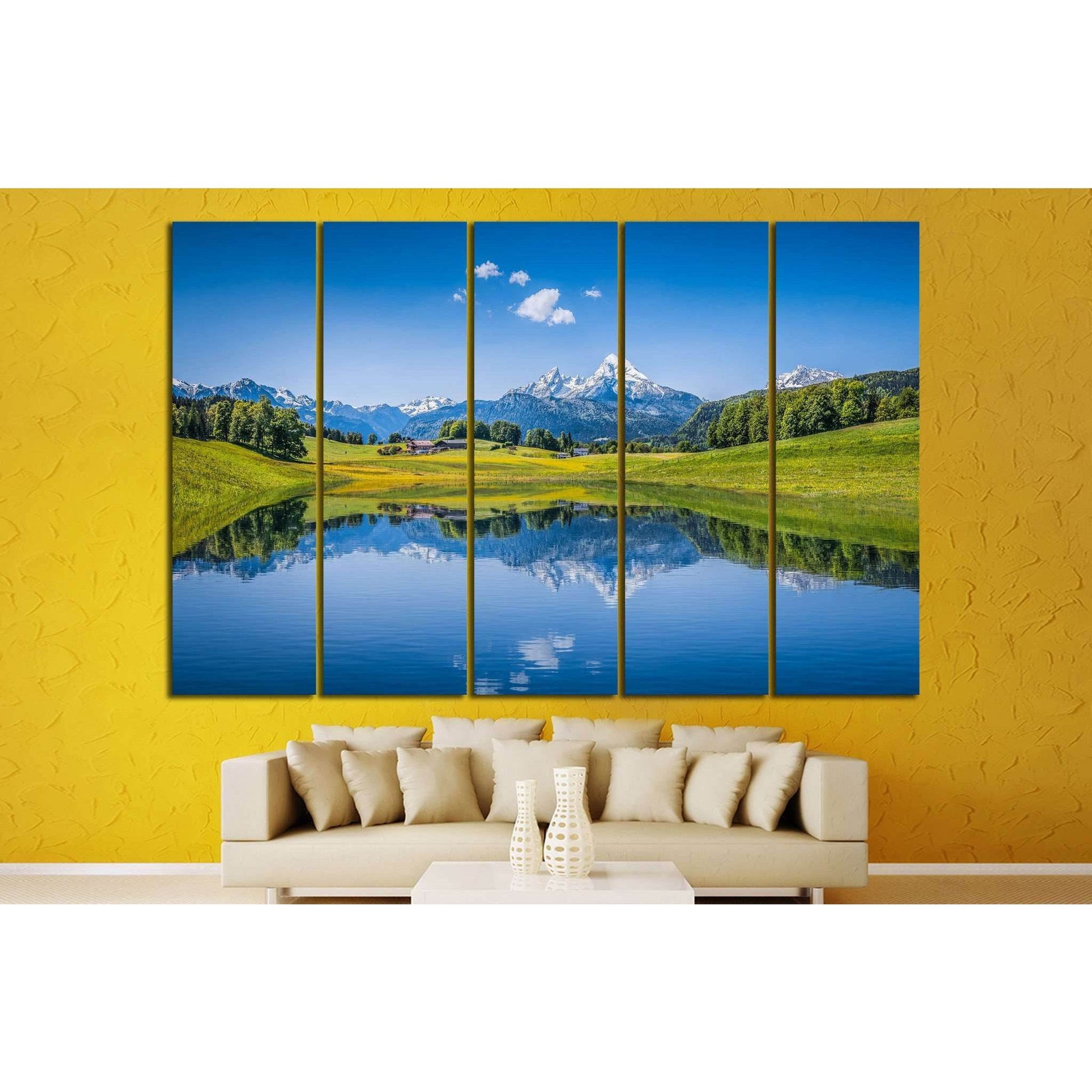 Alps with clear mountain lake №24 Ready to Hang Canvas Print - Zellart Canvas Prints ALL_Products, s-24