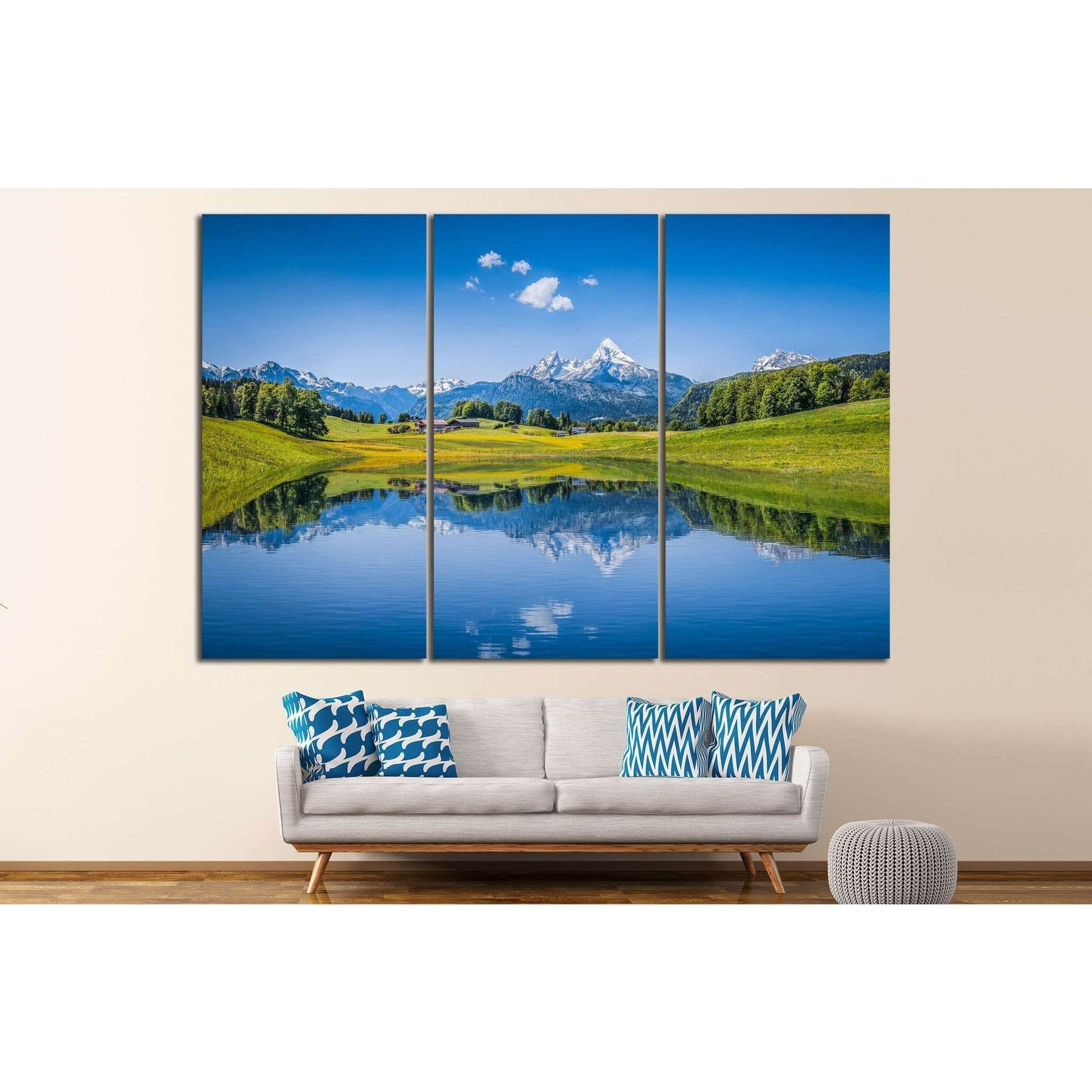 Alps with clear mountain lake №24 Ready to Hang Canvas Print - Zellart Canvas Prints ALL_Products, s-24