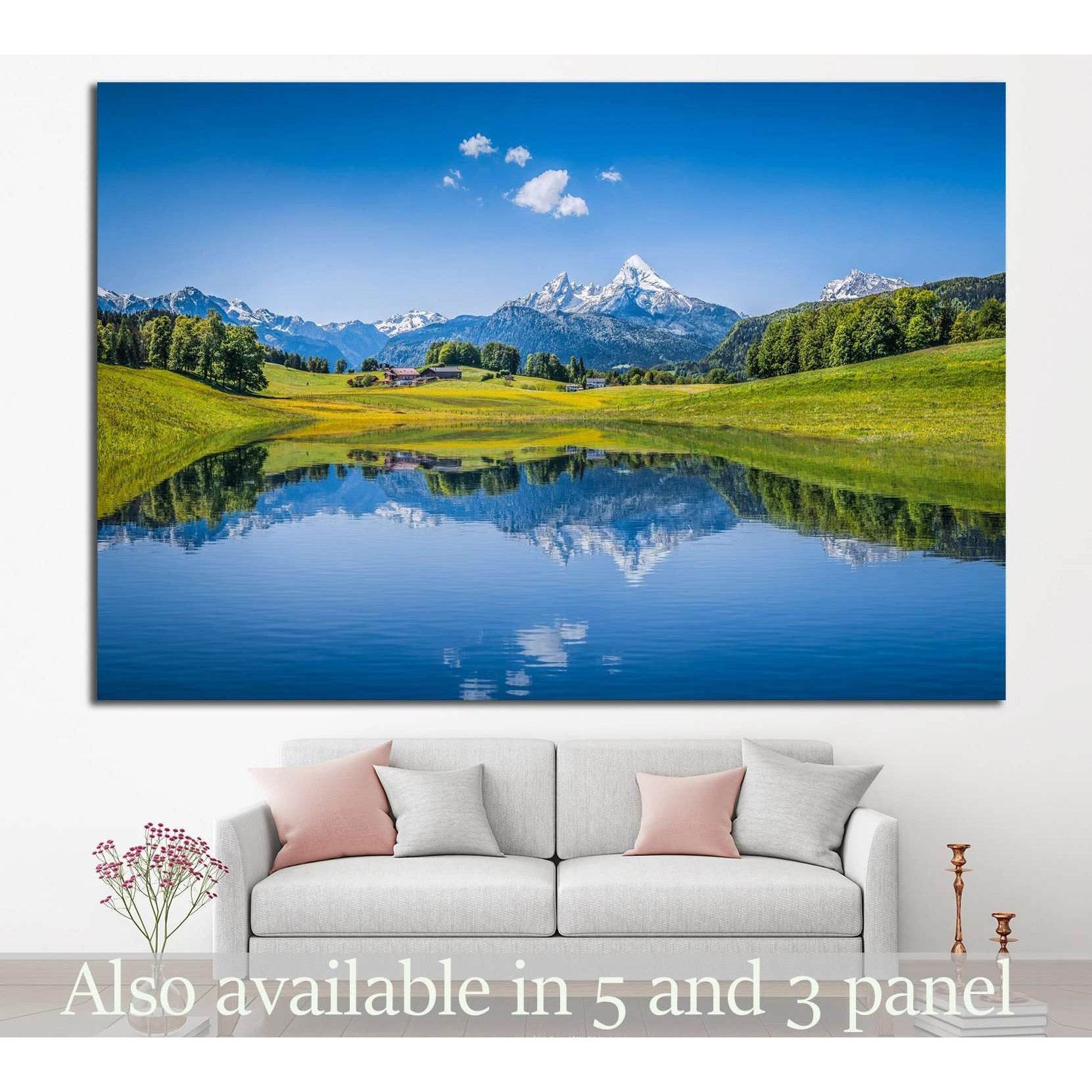 Alps with clear mountain lake №24 - canvas print wall art by Zellart