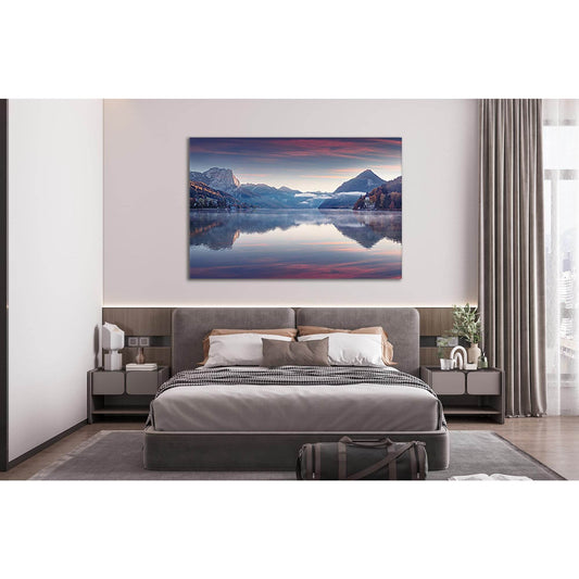 Alps With Grundlsee Lake №Sl16 Ready to Hang Canvas Print - Zellart Canvas Prints 0new, ALL_Products, Nature & Landscapes Canvas Print