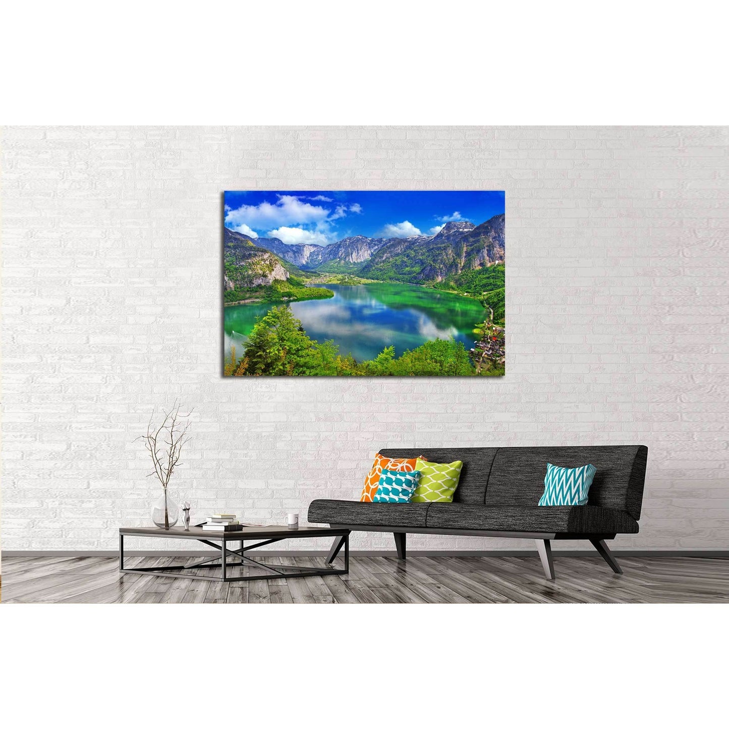 amazing Alpine lakes, Hallstatt, Austria №2696 Ready to Hang Canvas Print - Zellart Canvas Prints ALL_Products, s-2696