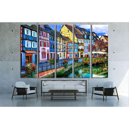 amazing beautiful places of France - colorful Colmar town in Alsace region №2400 Ready to Hang Canvas Print - Zellart Canvas Prints ALL_Products, s-2400