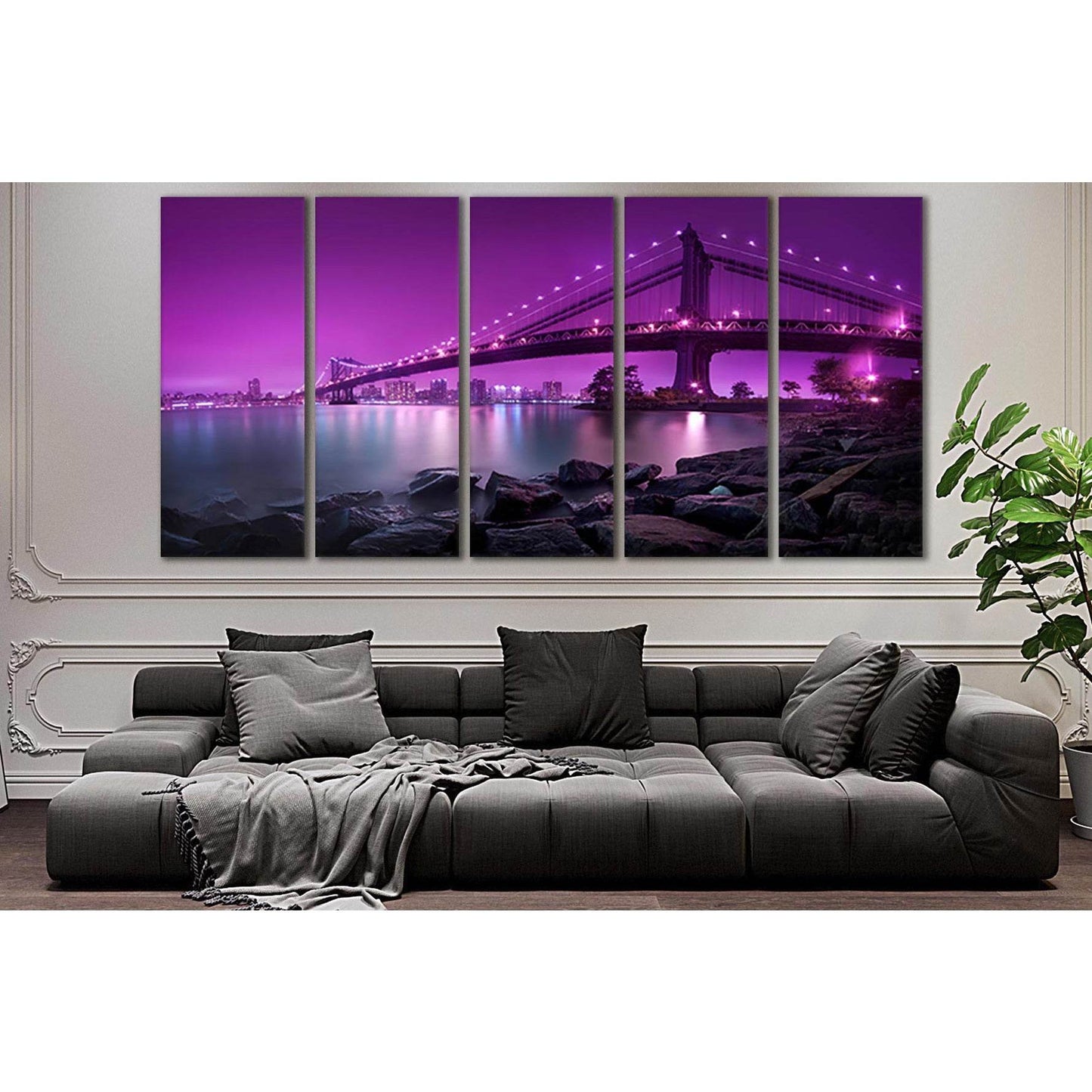 Amazing Manhattan Bridge №SL1086 Ready to Hang Canvas Print - Zellart Canvas Prints 0_NY_ART, 0new, ALL_Products, Bridges Wall Art