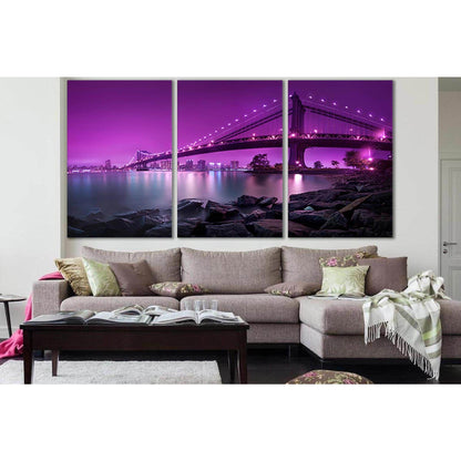Amazing Manhattan Bridge №SL1086 Ready to Hang Canvas Print - Zellart Canvas Prints 0_NY_ART, 0new, ALL_Products, Bridges Wall Art
