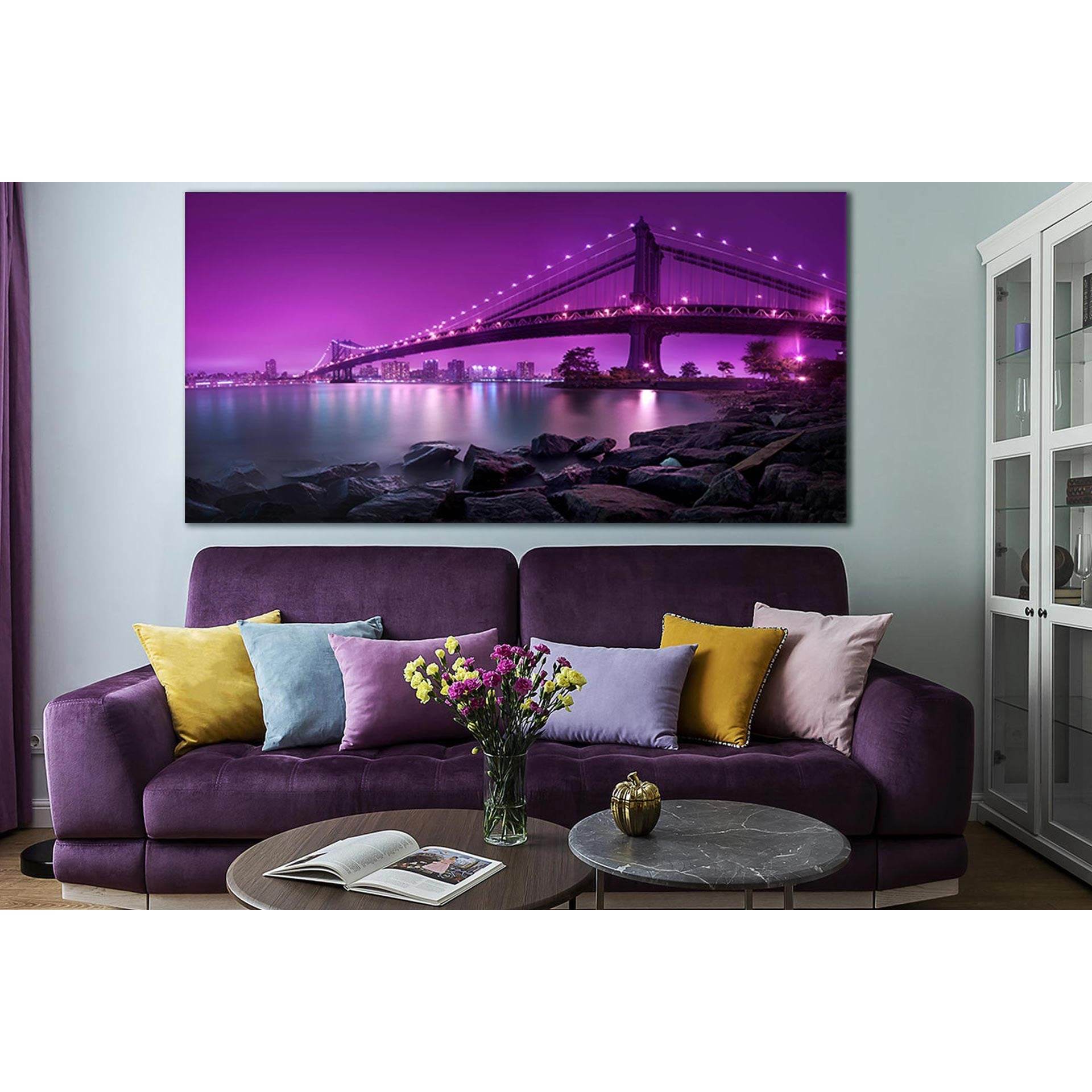 Amazing Manhattan Bridge №SL1086 Ready to Hang Canvas Print - Zellart Canvas Prints 0_NY_ART, 0new, ALL_Products, Bridges Wall Art