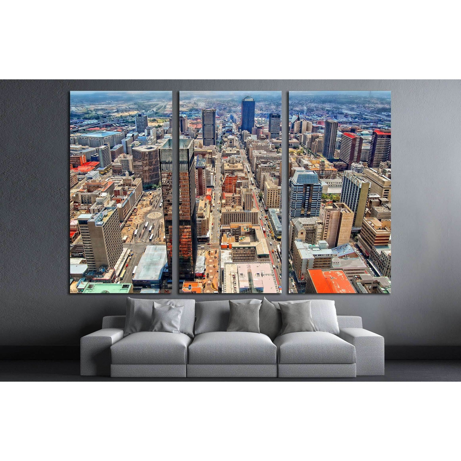 Amazing urban landscape. Awesome photo of Megalopolis. Modern lifestyle, Johannesburg №2317 Ready to Hang Canvas Print - Zellart Canvas Prints ALL_Products, s-2317