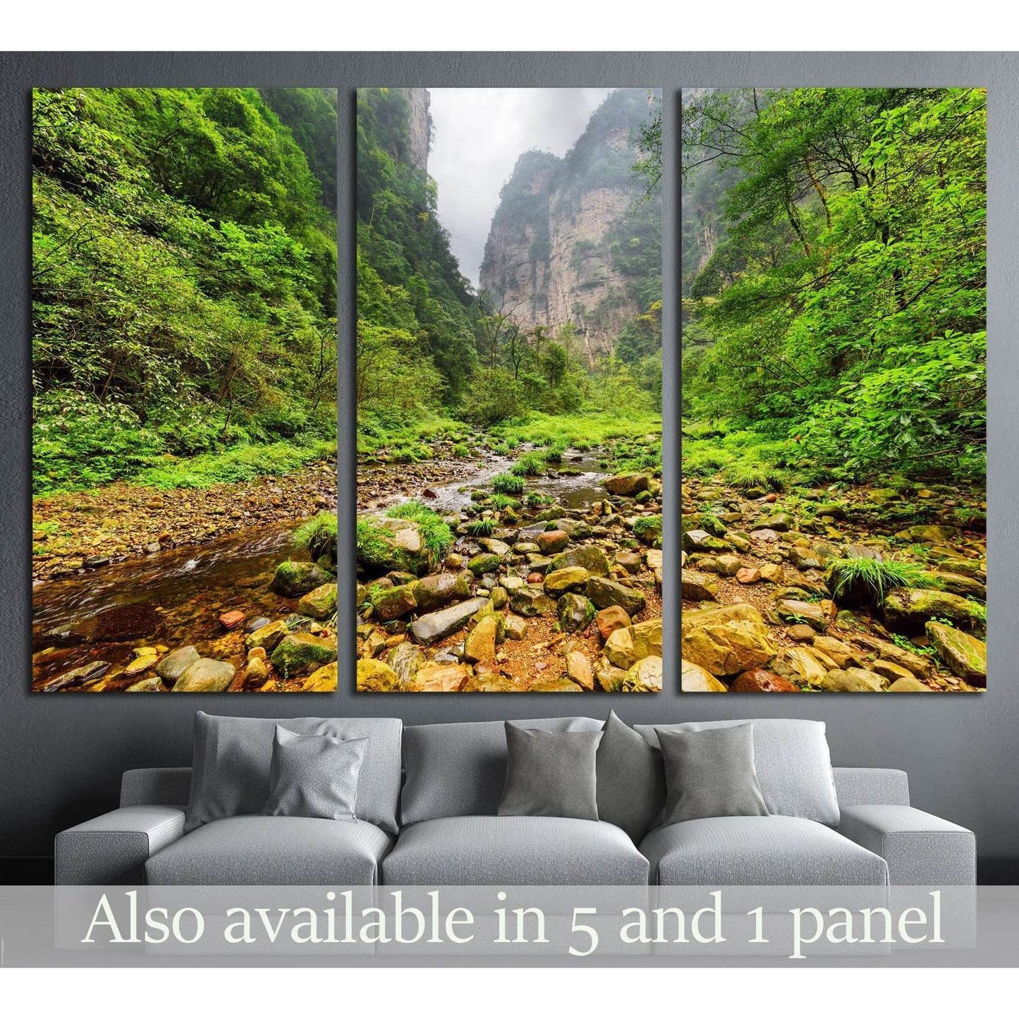 Amazing view of mountain river with crystal clear water,Zhangjiajie National Forest Park, Hunan Province, China №1991 Ready to Hang Canvas Print - Zellart Canvas Prints ALL_Products, s-1991