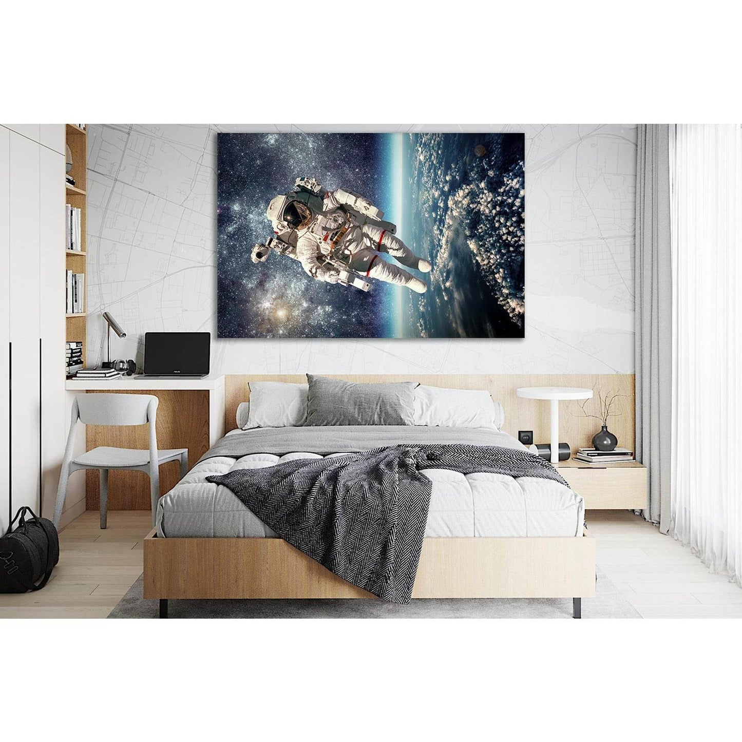 American Astronaut №SL399 Ready to Hang Canvas Print - Zellart Canvas Prints 0new, ALL_Products, Astronomy & Space Canvas Wall Art
