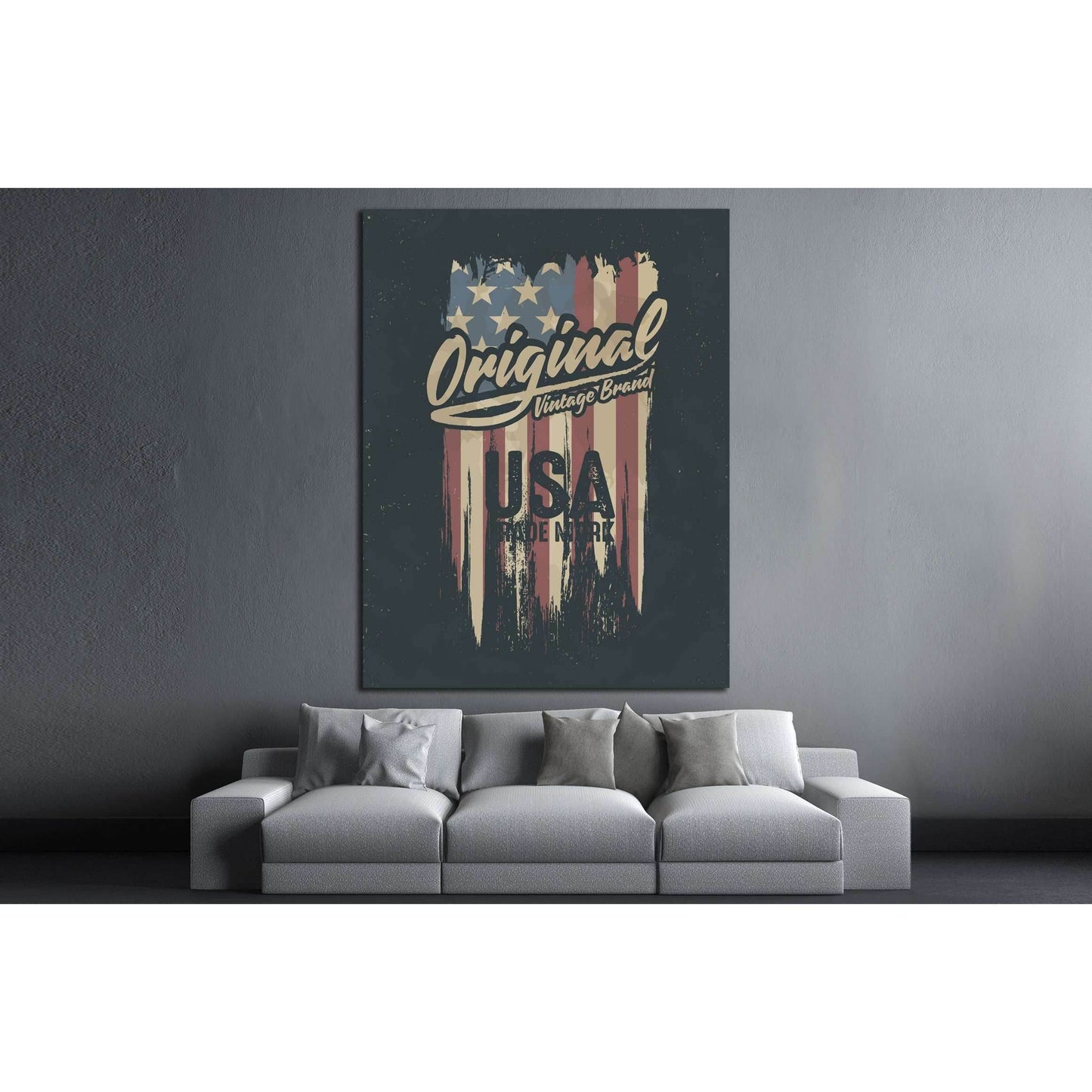 american broken flag vintage flag design original tee print design №4577 Ready to Hang Canvas Print - Zellart Canvas Prints ALL_Products, s-4577