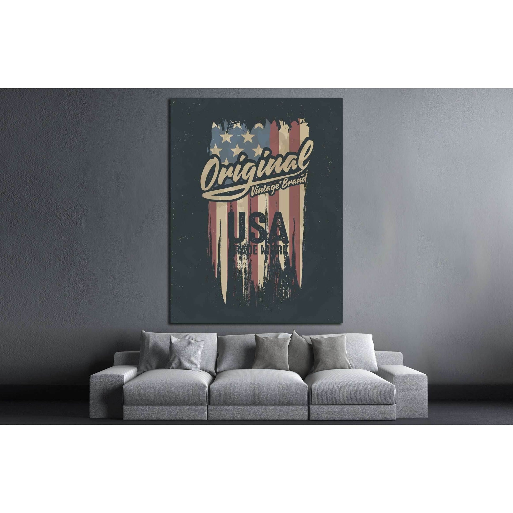 american broken flag vintage flag design original tee print design №4577 Ready to Hang Canvas Print - Zellart Canvas Prints ALL_Products, s-4577