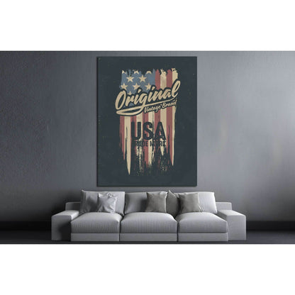 american broken flag vintage flag design original tee print design №4577 Ready to Hang Canvas Print - Zellart Canvas Prints ALL_Products, s-4577