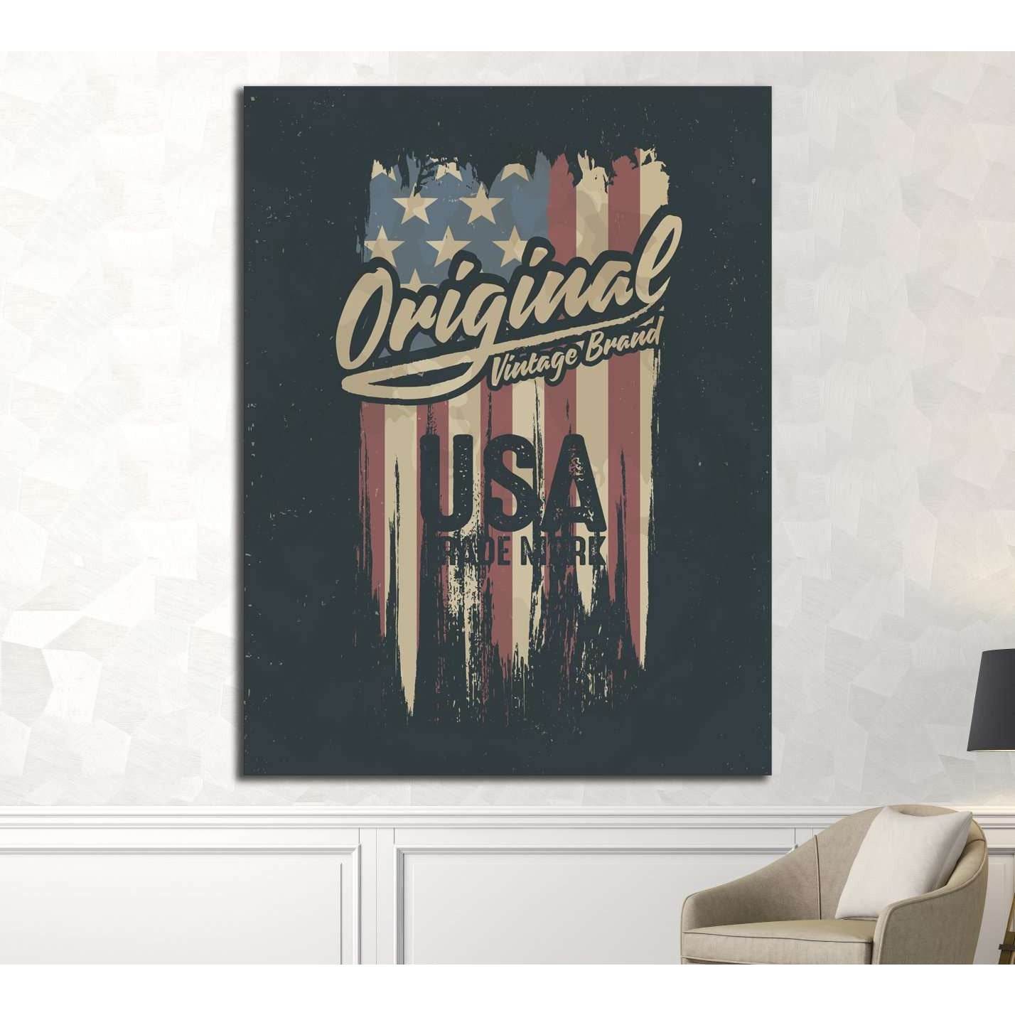 american broken flag vintage flag design original tee print design №4577 Ready to Hang Canvas Print - Zellart Canvas Prints ALL_Products, s-4577