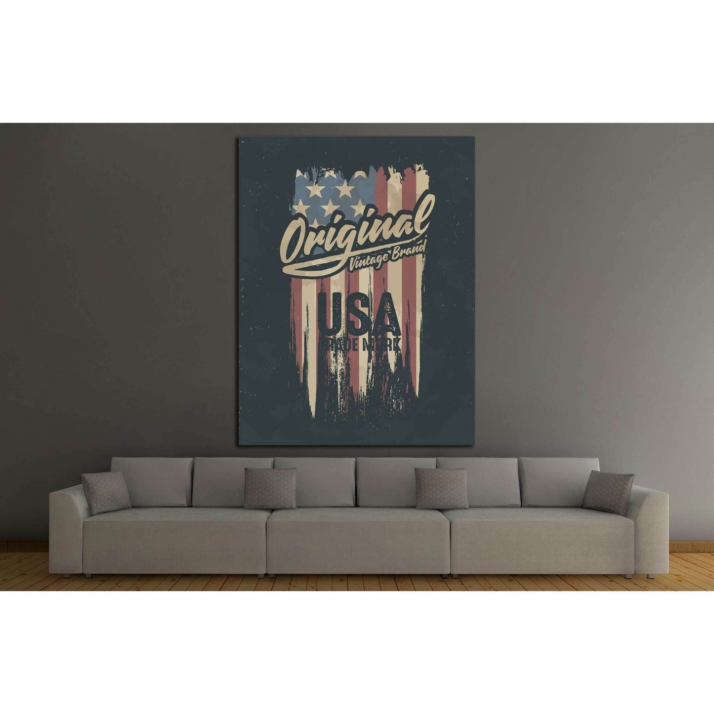 american broken flag vintage flag design original tee print design №4577 Ready to Hang Canvas Print - Zellart Canvas Prints ALL_Products, s-4577