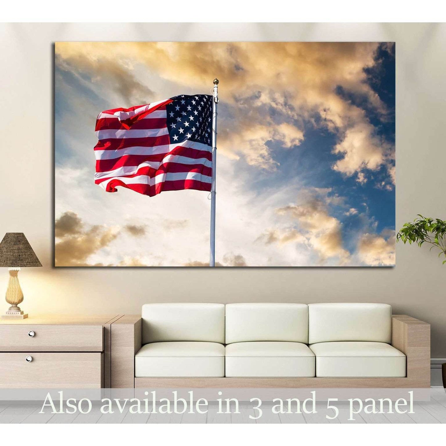 American flag waving №1295 Ready to Hang Canvas Print - Zellart Canvas Prints ALL_Products, s-1295