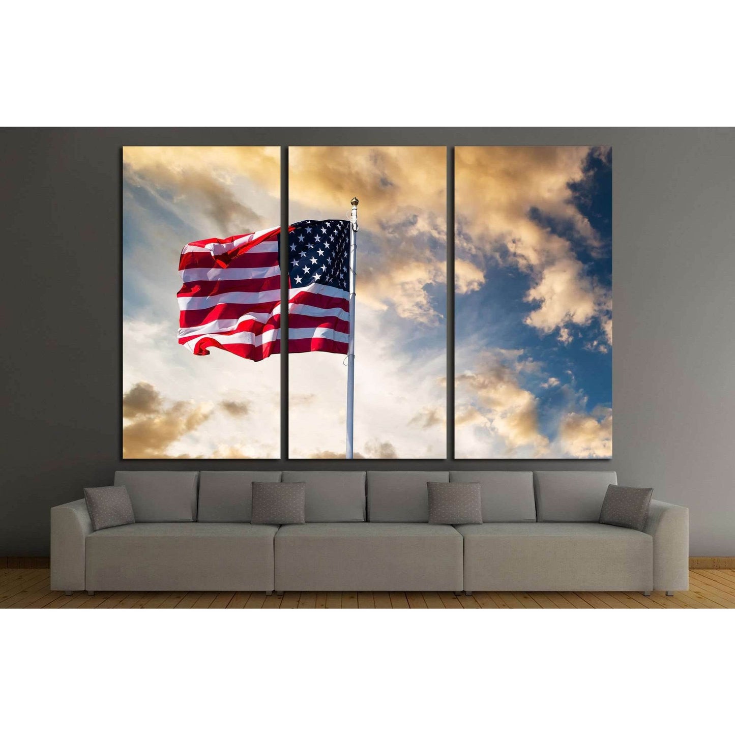 American flag waving №1295 Ready to Hang Canvas Print - Zellart Canvas Prints ALL_Products, s-1295