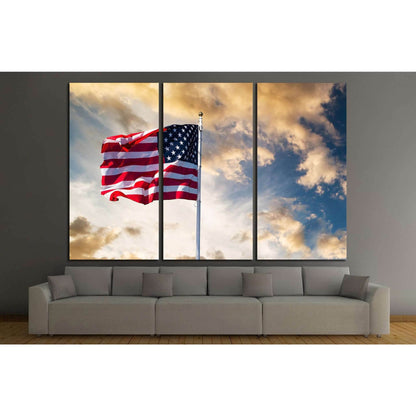 American flag waving №1295 Ready to Hang Canvas Print - Zellart Canvas Prints ALL_Products, s-1295