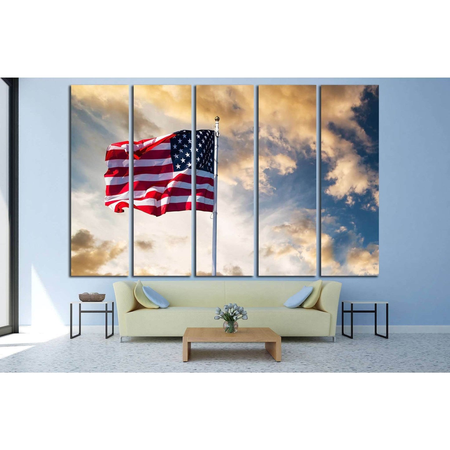 American flag waving №1295 Ready to Hang Canvas Print - Zellart Canvas Prints ALL_Products, s-1295