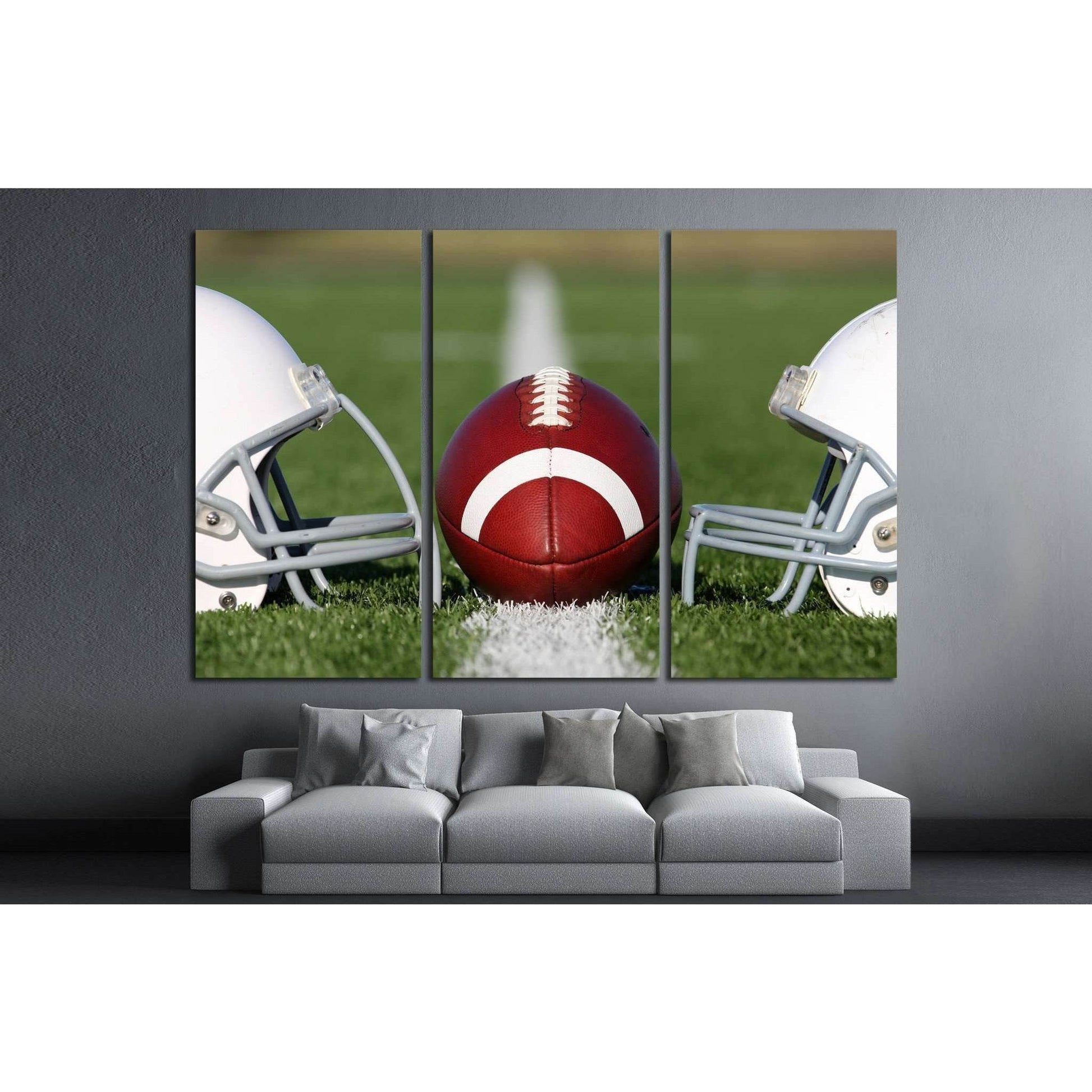 basketball football helmets Football Helmets Canvas Print, Game Day Sports Wall Art