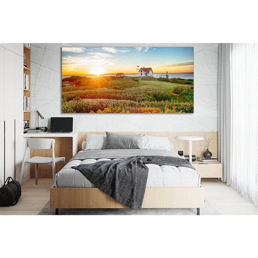 American Home And Beautiful Sunrise №SL272 Ready to Hang Canvas Print - Zellart Canvas Prints 0new, ALL_Products, SUNRISE & SUNSET WALL ART