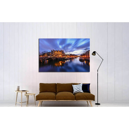 Amsterdam canal during twilight time №2201 Ready to Hang Canvas Print - Zellart Canvas Prints ALL_Products, s-2201