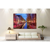 Amsterdam Red Light District area in the city centre at dusk, North Holland, the Netherlands №2156 Ready to Hang Canvas Print