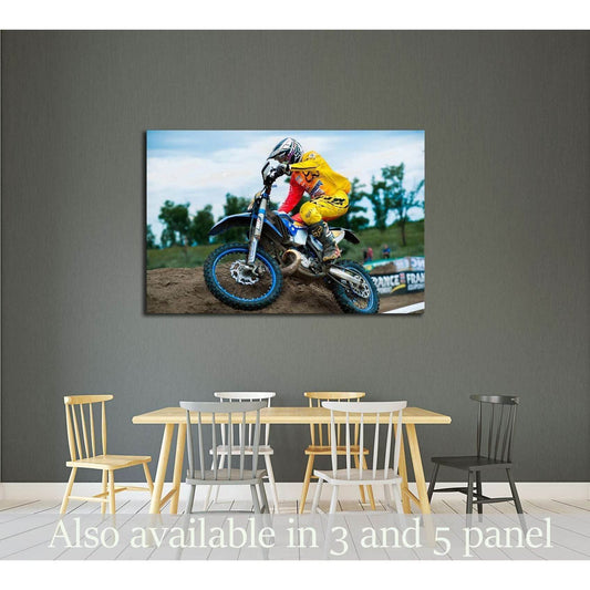 An unidentified rider participates in the World Endurocross Championship №2478 Ready to Hang Canvas Print - Zellart Canvas Prints ALL_Products, s-2478