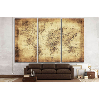 ancient map of the world №2807 Ready to Hang Canvas Print - Zellart Canvas Prints ALL_Products, s-2807