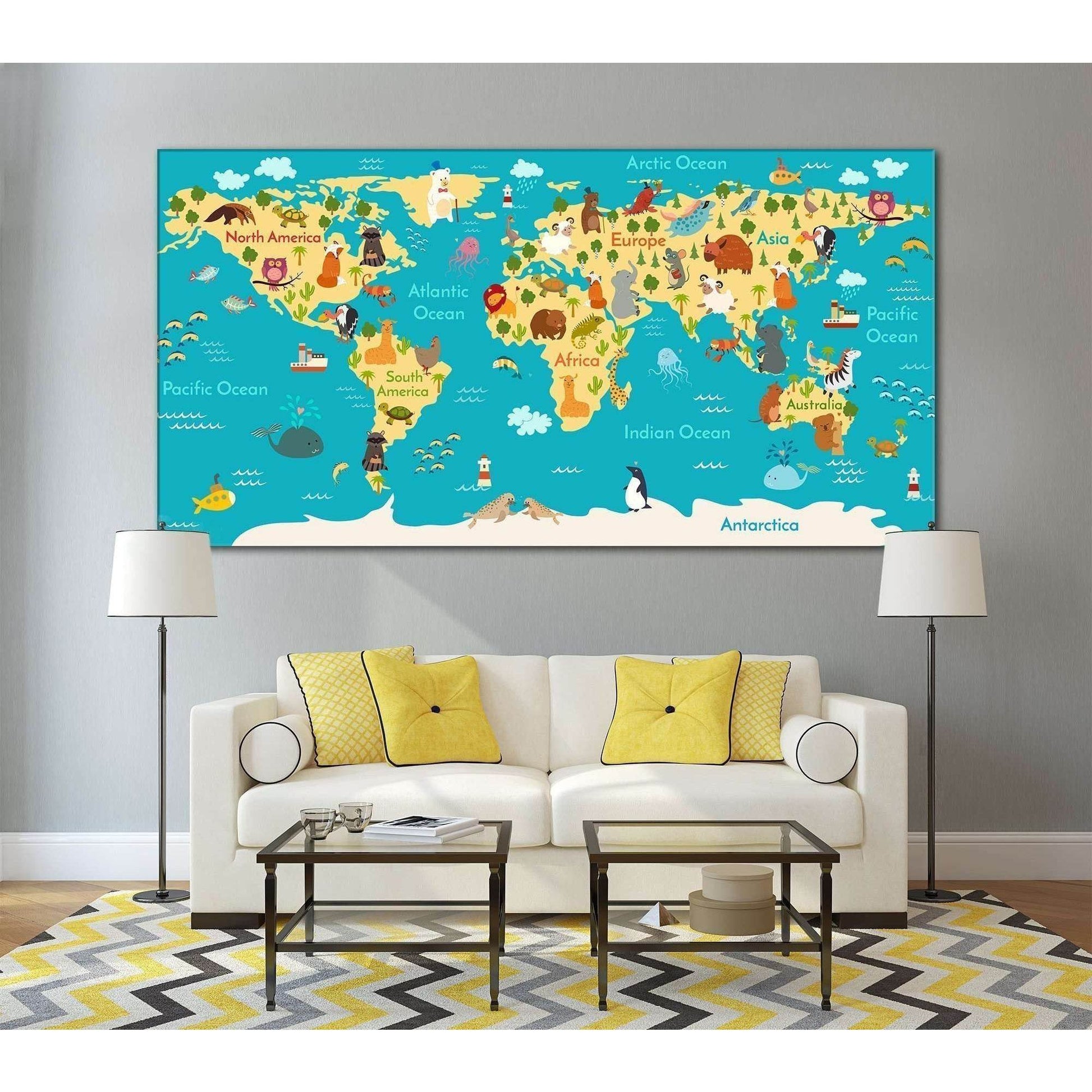 Nursery World Map Canvas Print for Kids RoomDecorate your walls with a stunning Animal World Map Canvas Art Print from the world's largest art gallery. Choose from thousands of Nursery Map artworks with various sizing options. Choose your perfect art prin