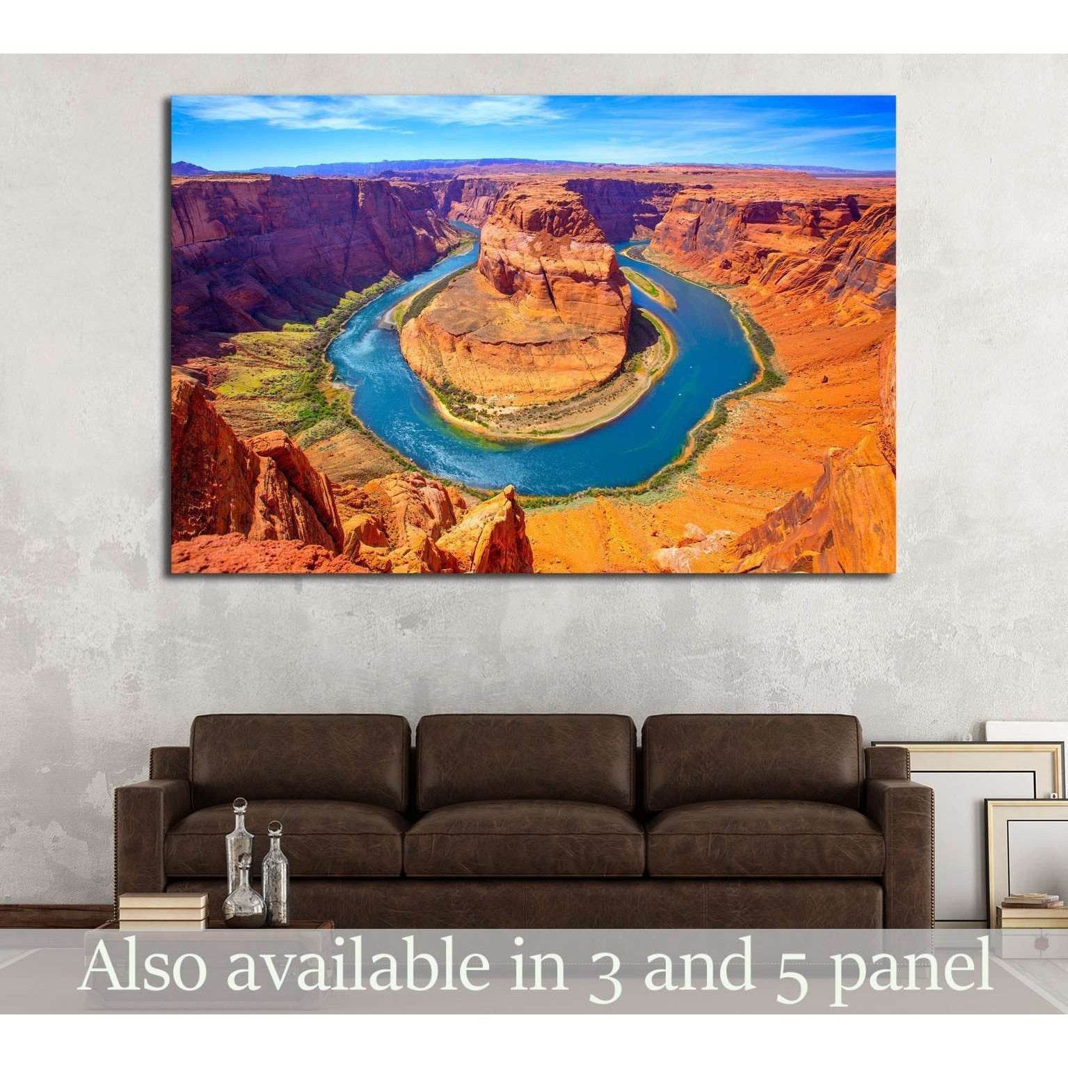 Arizona Horseshoe Bend meander of Colorado River in Glen Canyon №1979 Ready to Hang Canvas PrintCanvas art arrives ready to hang, with hanging accessories included and no additional framing required. Every canvas print is hand-crafted, made on-demand at o
