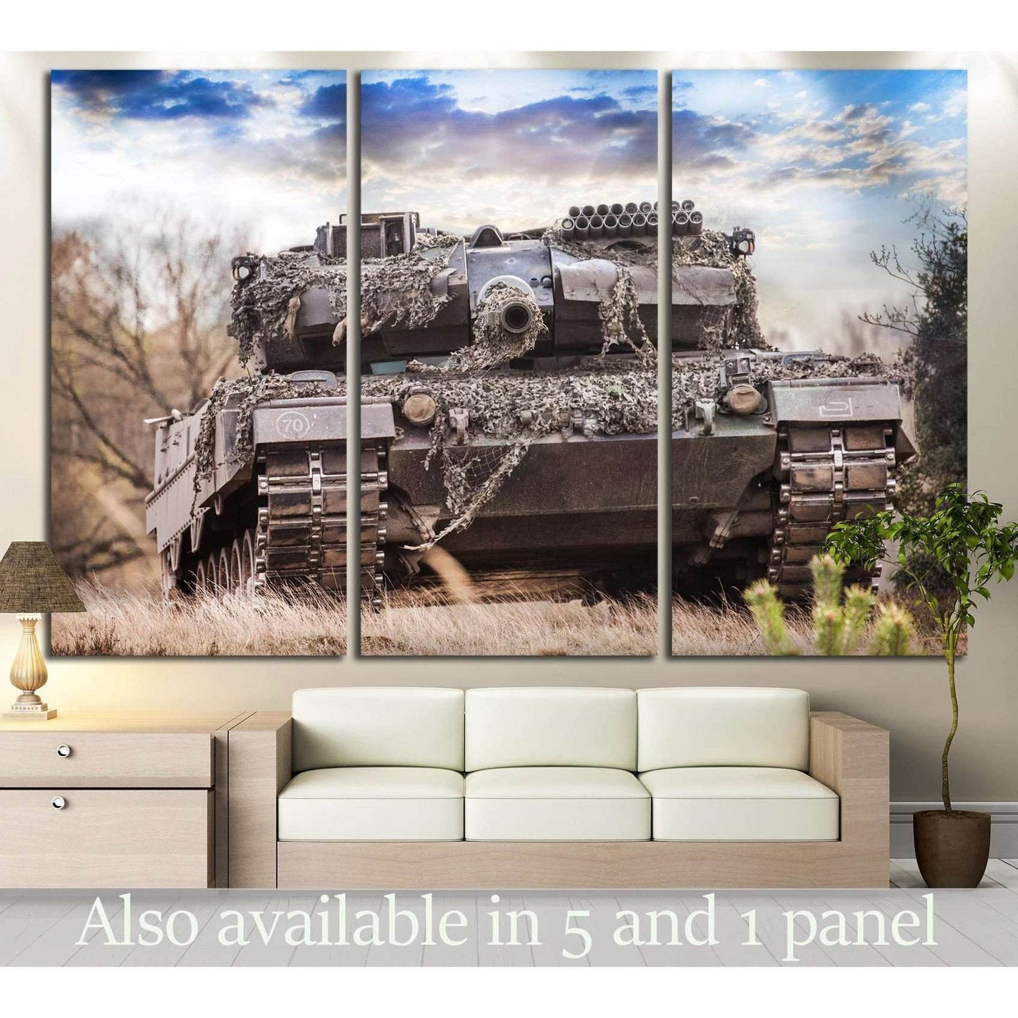 Army Tank №225 Ready to Hang Canvas Print - Zellart Canvas Prints ALL_Products, wd-225