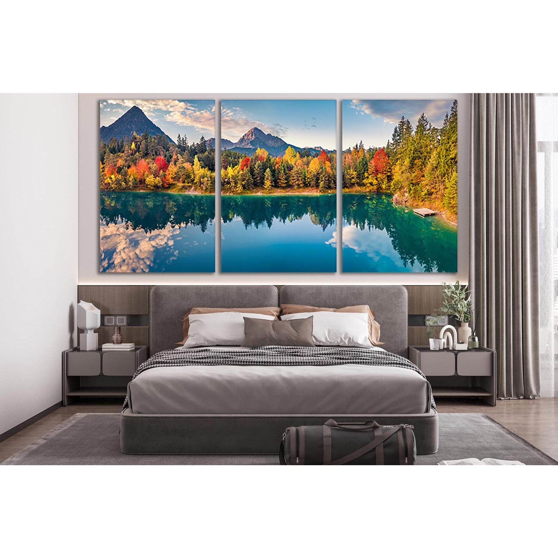 Astonishing Autumn Scene Austrian Alps №SL651 Ready to Hang Canvas Print - Zellart Canvas Prints 0new, ALL_Products, Autumn Wall Art
