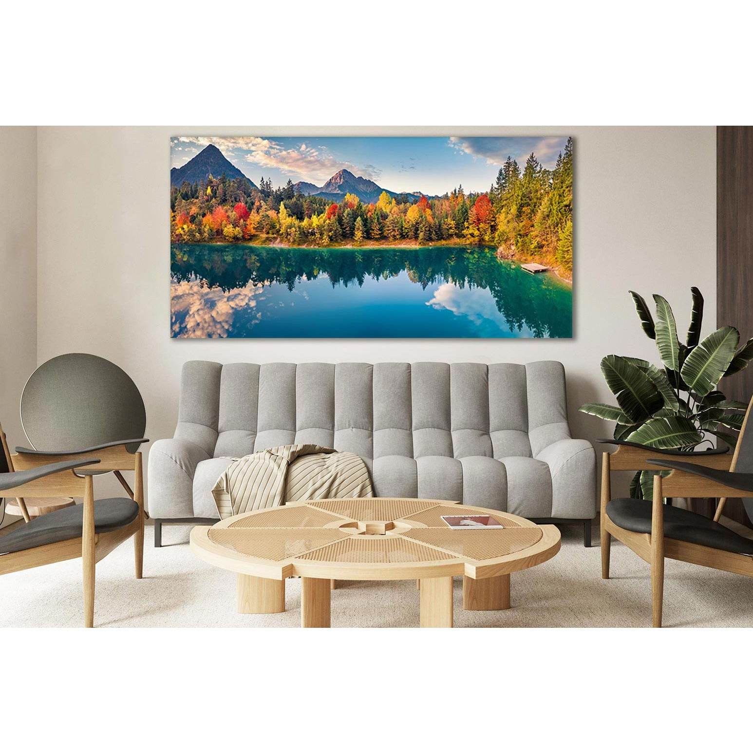 Astonishing Autumn Scene Austrian Alps №SL651 Ready to Hang Canvas Print - Zellart Canvas Prints 0new, ALL_Products, Autumn Wall Art