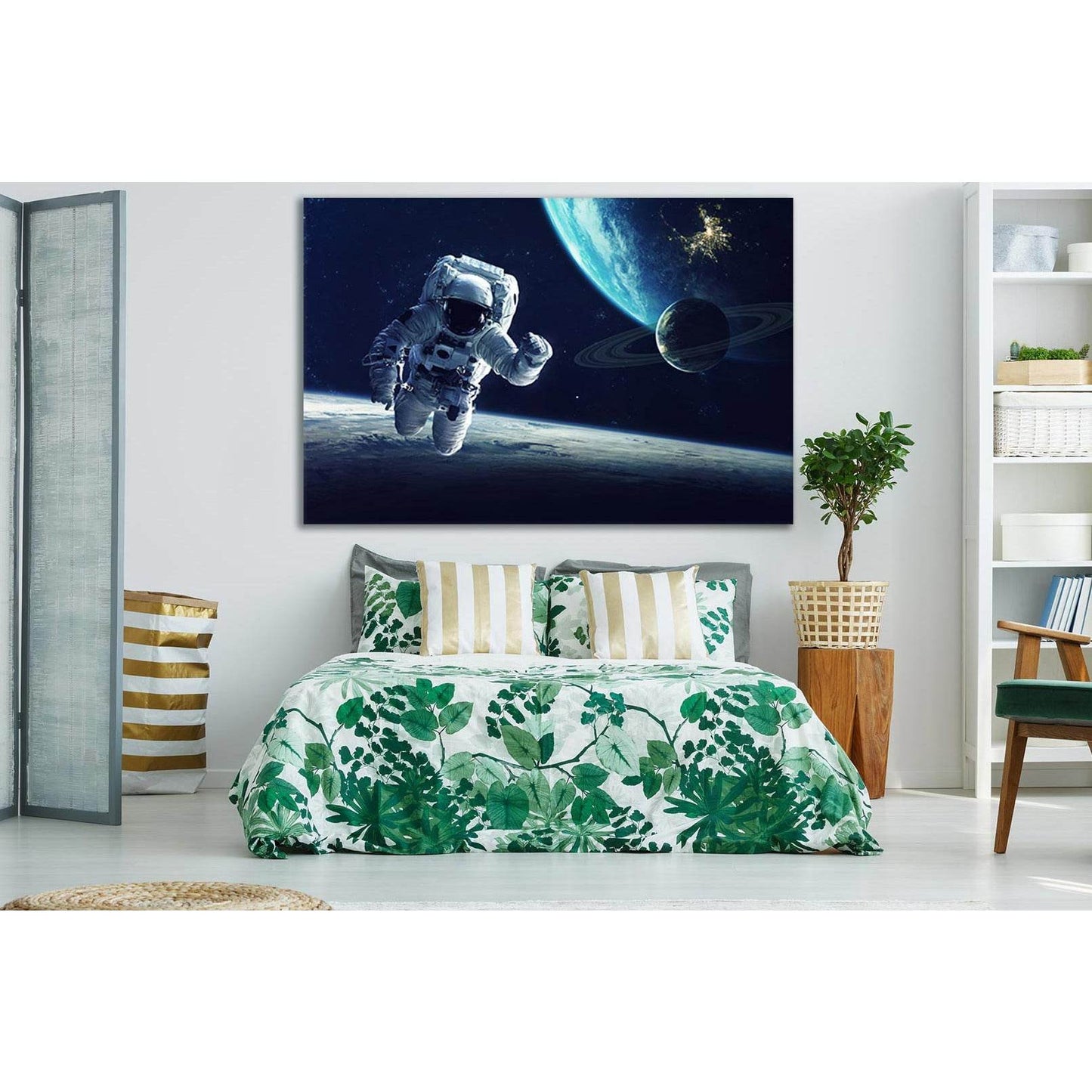Astronaut Above The Planet №SL397 Ready to Hang Canvas Print - Zellart Canvas Prints 0new, ALL_Products, Astronomy & Space Canvas Wall Art