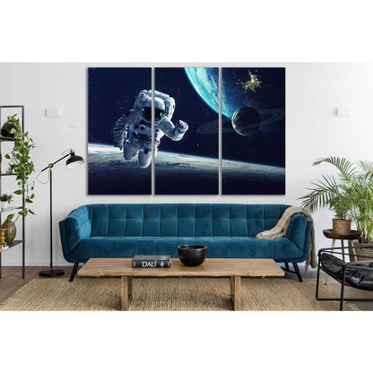 Astronaut Above The Planet №SL397 Ready to Hang Canvas Print - Zellart Canvas Prints 0new, ALL_Products, Astronomy & Space Canvas Wall Art