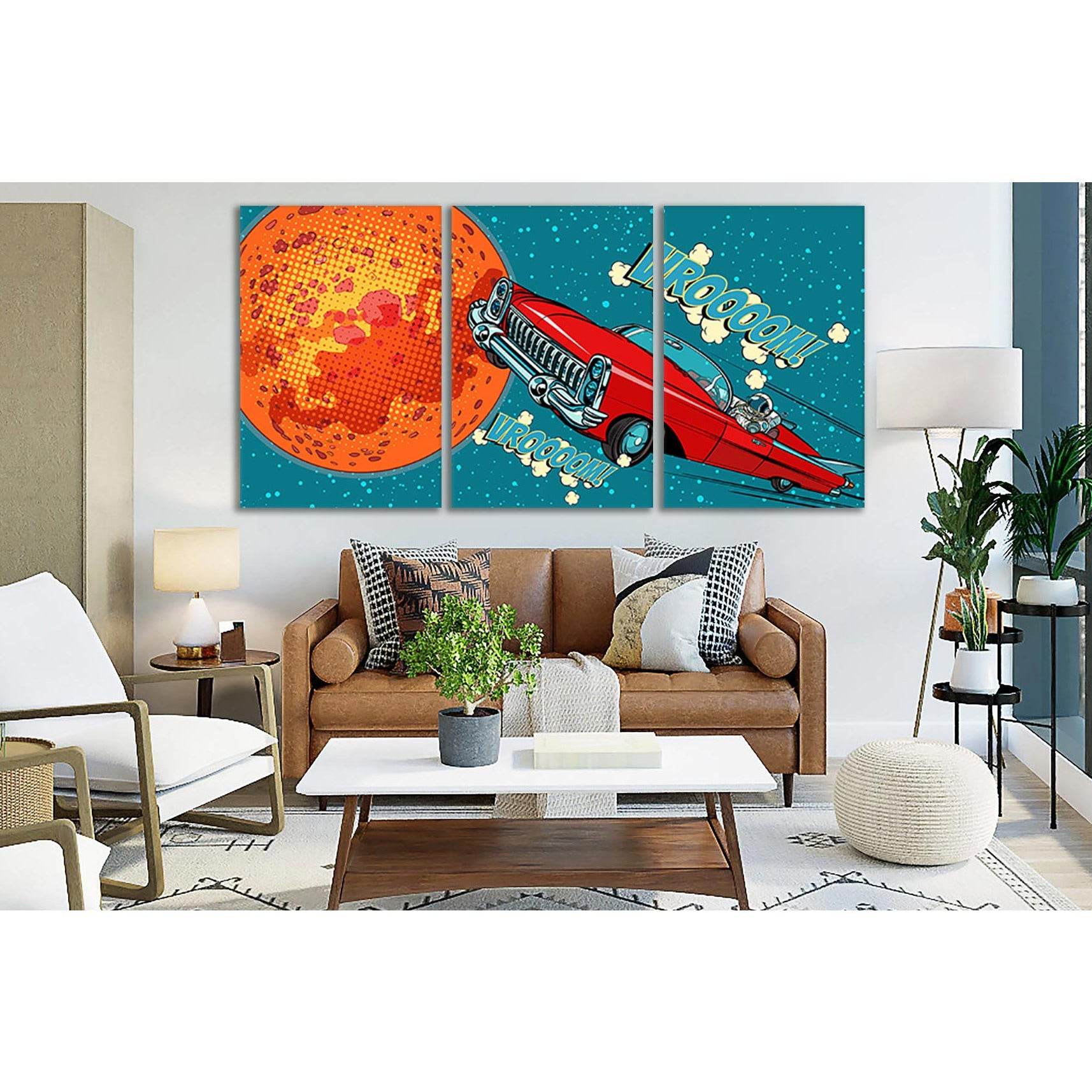 Astronaut Driver In Car On Mars Pop Art №SL536 Ready to Hang Canvas Print - Zellart Canvas Prints 0new, ALL_Products, Pop ART