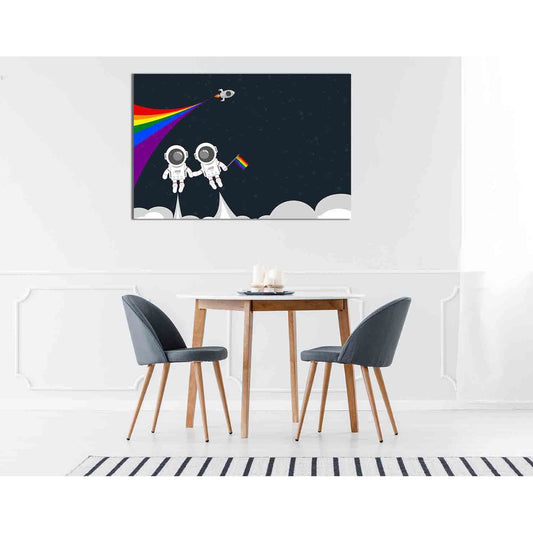 Astronaut holding rainbow flag №2125 Ready to Hang Canvas Print - Zellart Canvas Prints 2125, ALL_Products