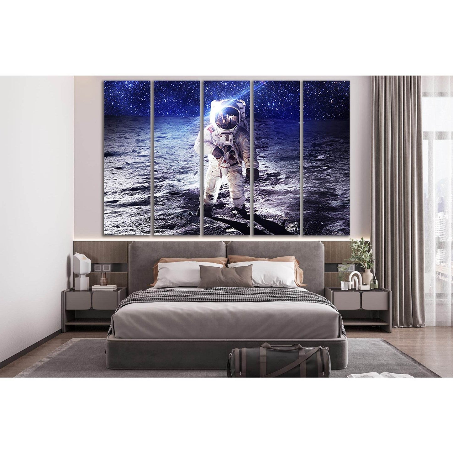 Astronaut Moon Surface №SL385 Ready to Hang Canvas Print - Zellart Canvas Prints 0new, ALL_Products, Astronomy & Space Canvas Wall Art