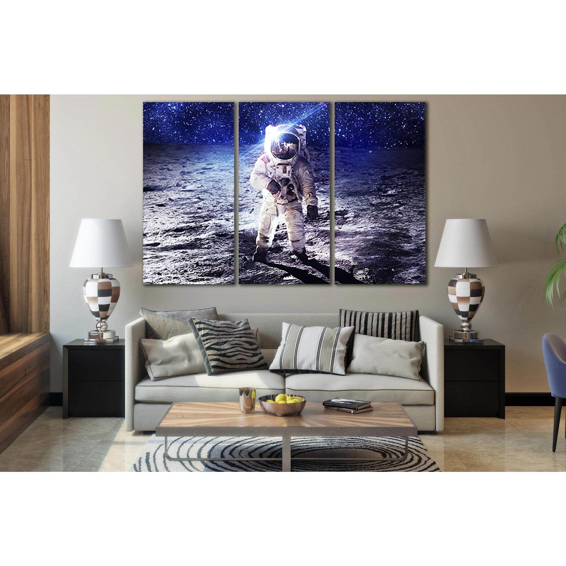 Astronaut Moon Surface №SL385 Ready to Hang Canvas Print - Zellart Canvas Prints 0new, ALL_Products, Astronomy & Space Canvas Wall Art