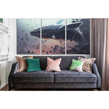Astronaut Soars With A Fantastic Whale №SL1260 Ready to Hang Canvas Print - Zellart Canvas Prints 0new, ALL_Products, Fantasy And Sci Fi Wall Art, Whale