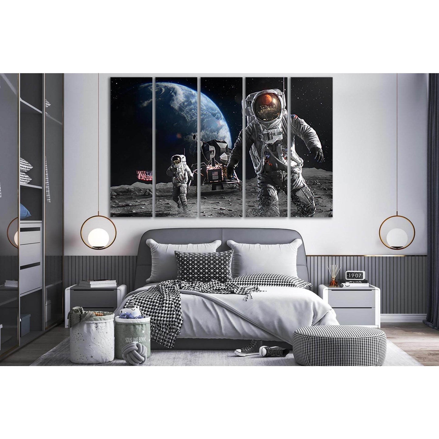 Astronauts Landing On The Moon №SL420 Ready to Hang Canvas Print - Zellart Canvas Prints 0new, ALL_Products, Astronomy & Space Canvas Wall Art