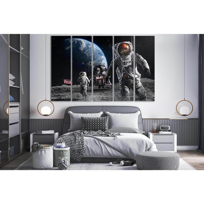 Astronauts Landing On The Moon №SL420 Ready to Hang Canvas Print - Zellart Canvas Prints 0new, ALL_Products, Astronomy & Space Canvas Wall Art