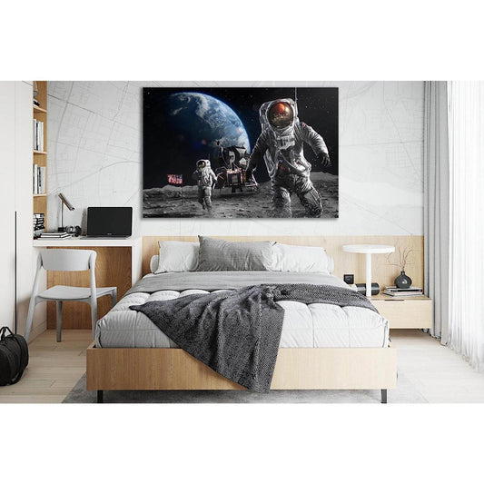 Astronauts Landing On The Moon №SL420 Ready to Hang Canvas Print - Zellart Canvas Prints 0new, ALL_Products, Astronomy & Space Canvas Wall Art
